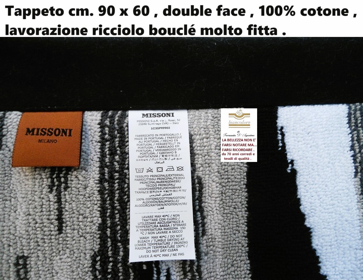Missoni Multi-Purpose Rug 90 x 60 cm, 100% Cotton, Double Face, Heavy