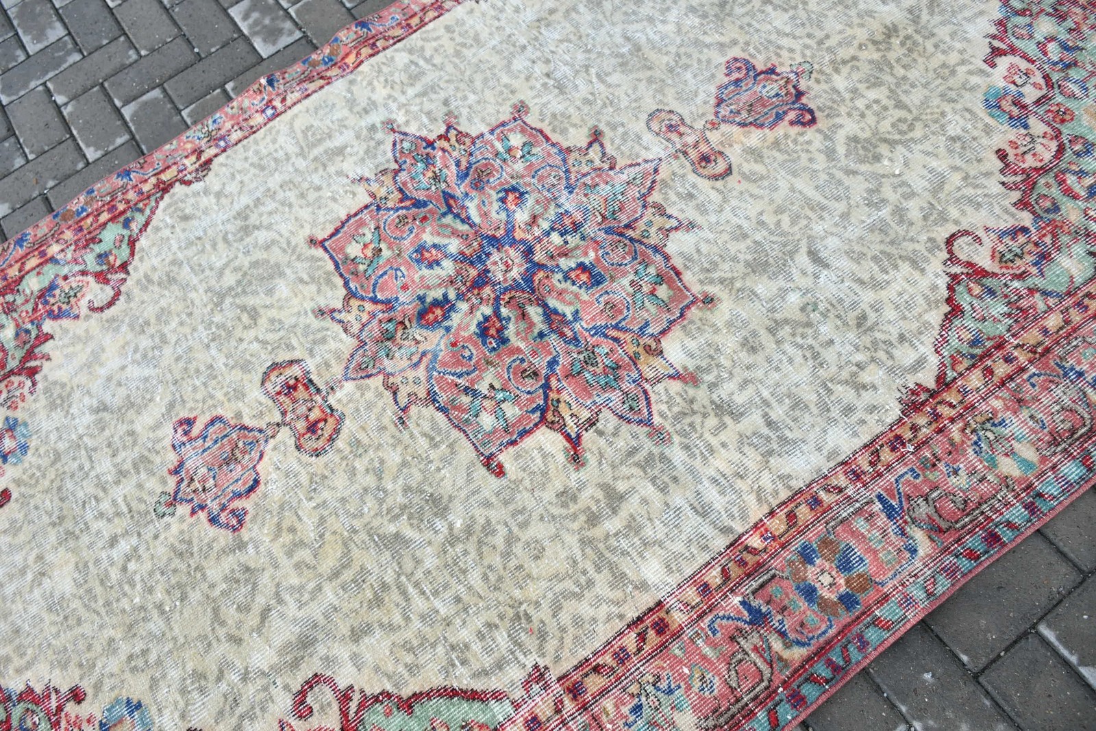 Turkish Rug, Area 4,9×8,1 ft Vintage Rug, Red Oriental Wool Rug