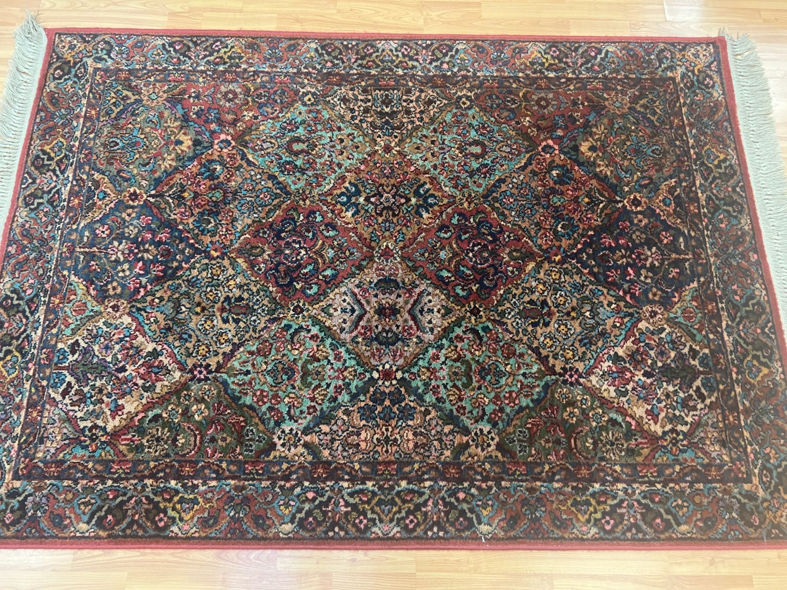4’4″ x 6’1″ Karastan Kirman Panel Design Oriental Rug – Full Pile – Made in USA