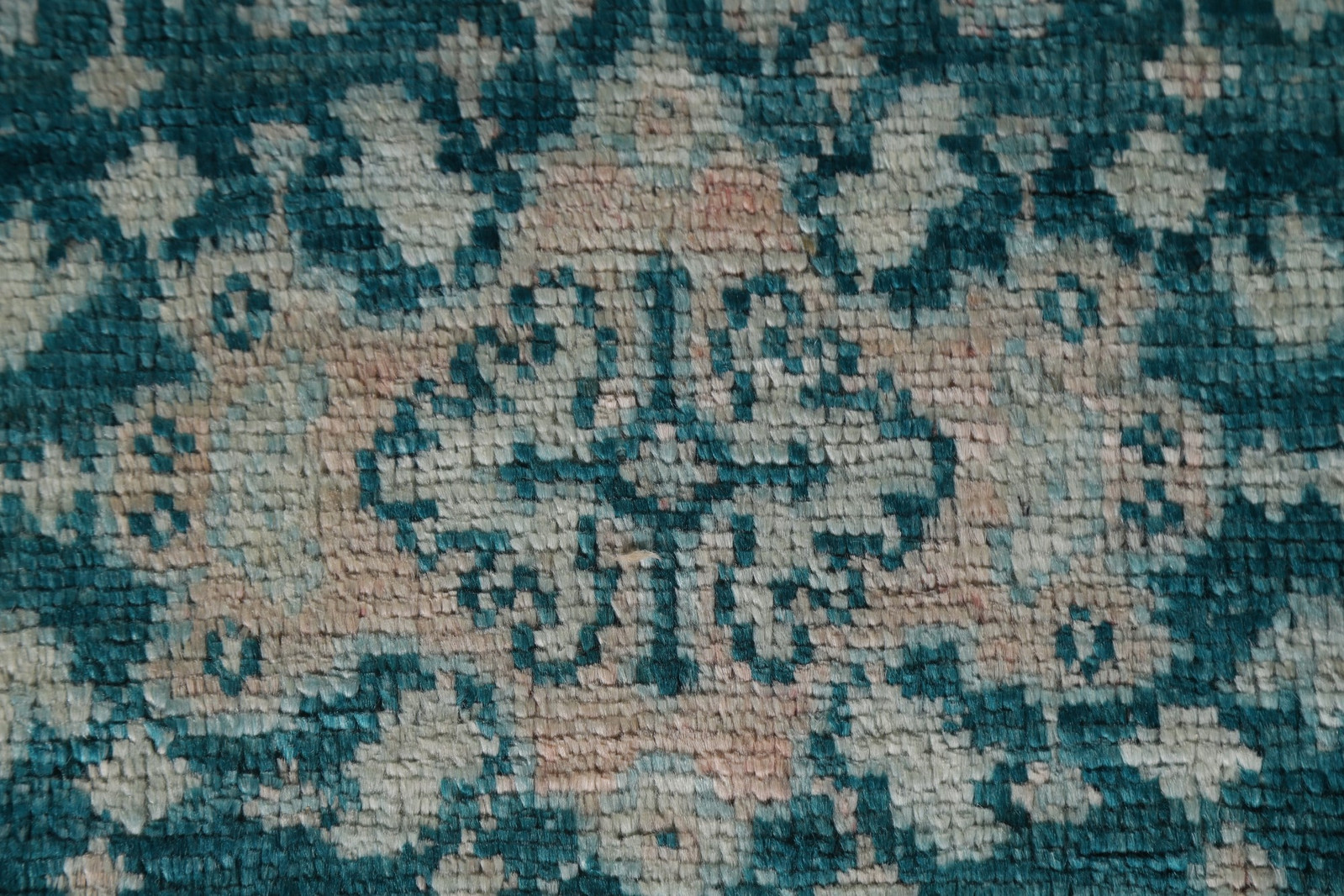 Green / Teal Handmade Vegetable Dye Oushak Turkish Accent Rug 3×4 Ft Floral Rug