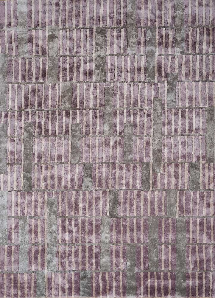 Geometric and stripes Mauve/ashwood hand tufted Rug for living room bed room