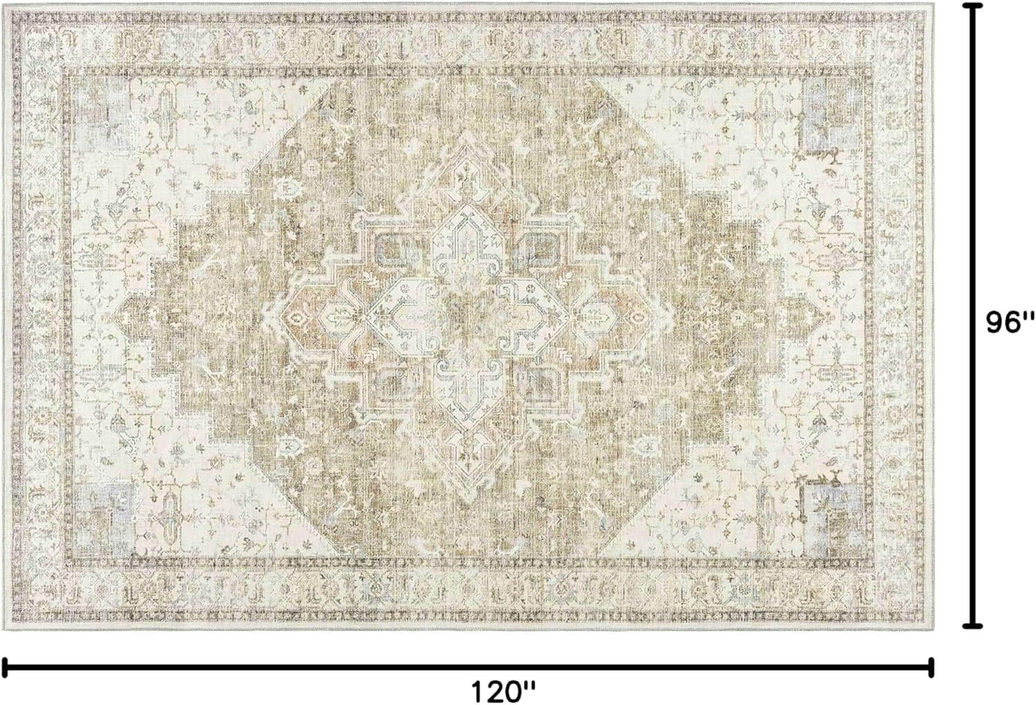 Modern Farmhouse 8×10 Area Rug – Easy Clean Rustic Earth Tones