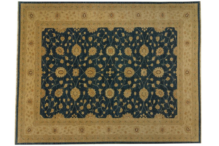 Afghan Chobi Ziegler Carpet Hand-knotted 300×400 Blue Oriental Wool
