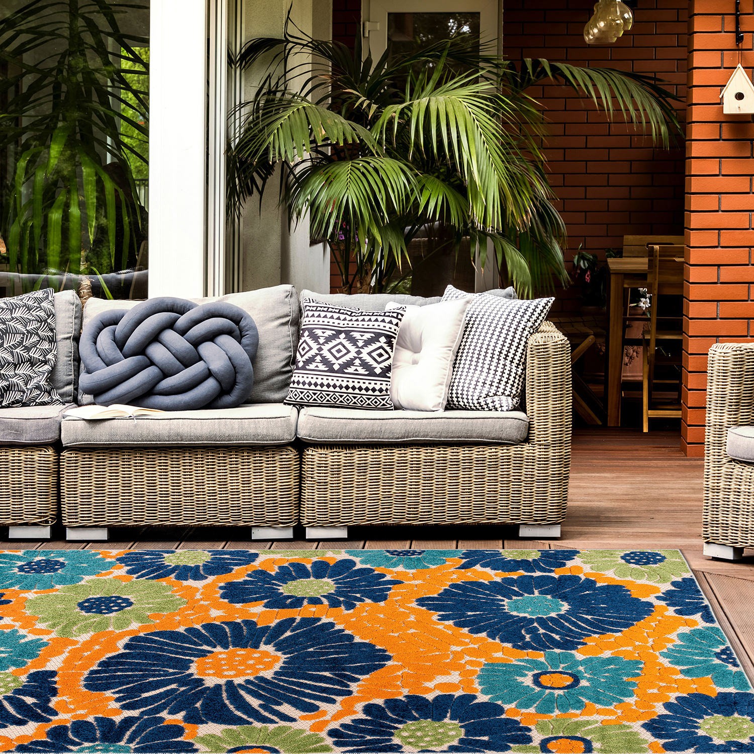 Rugshop Outdoor Rug Palermo Modern Floral Rugs Indoor Outdoor Carpet Deck Rugs