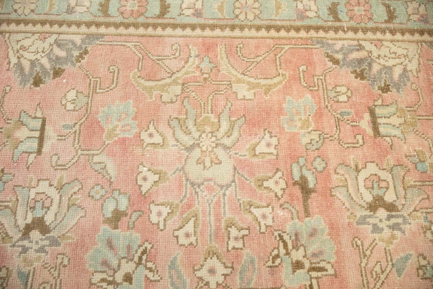 Semi-Antique Floral Oriental Wool Rug Hand-Knotted Distressed Carpet 7’4×9’4 Ft