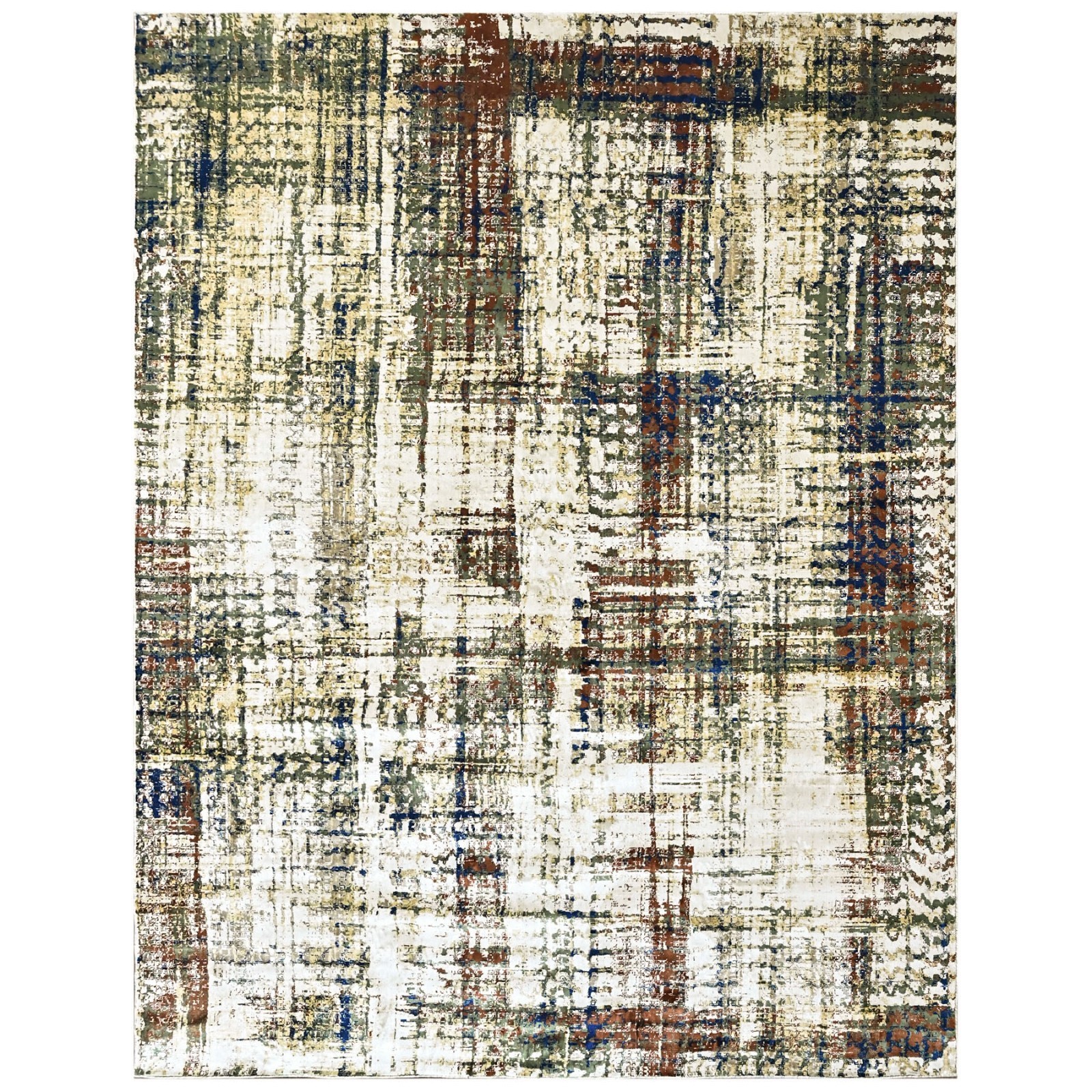8’10”x11’10” 100% Polyester Beige Abstract Modern Rug