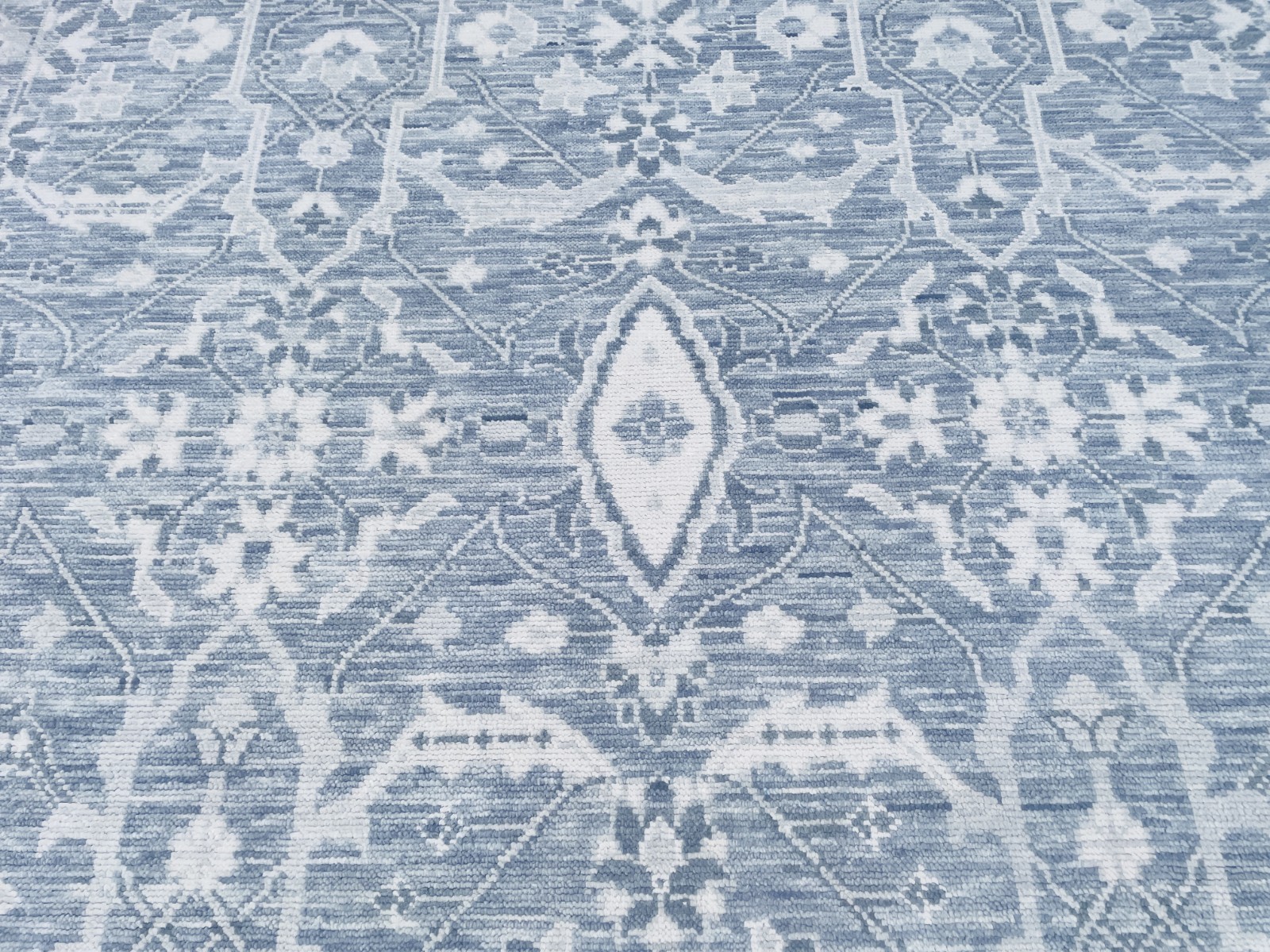 Hand-Knotted Oushak Area Rug 12×15 Ft Transitional Vegetable Dye Carpet