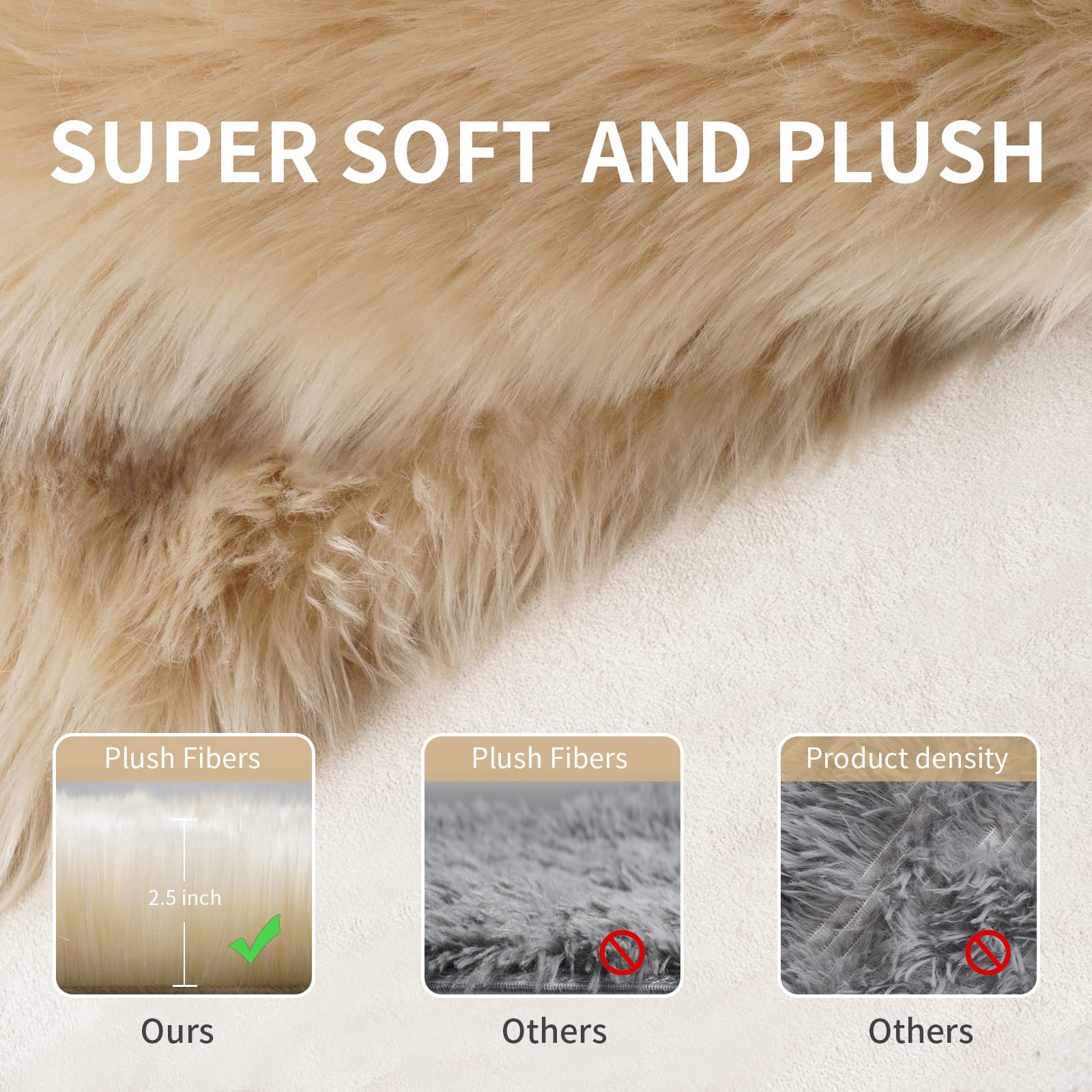 Small Faux Fur Sheepskin Rug 2×4 ft Ultra Soft Chair Sofa Cover Seat Pad,