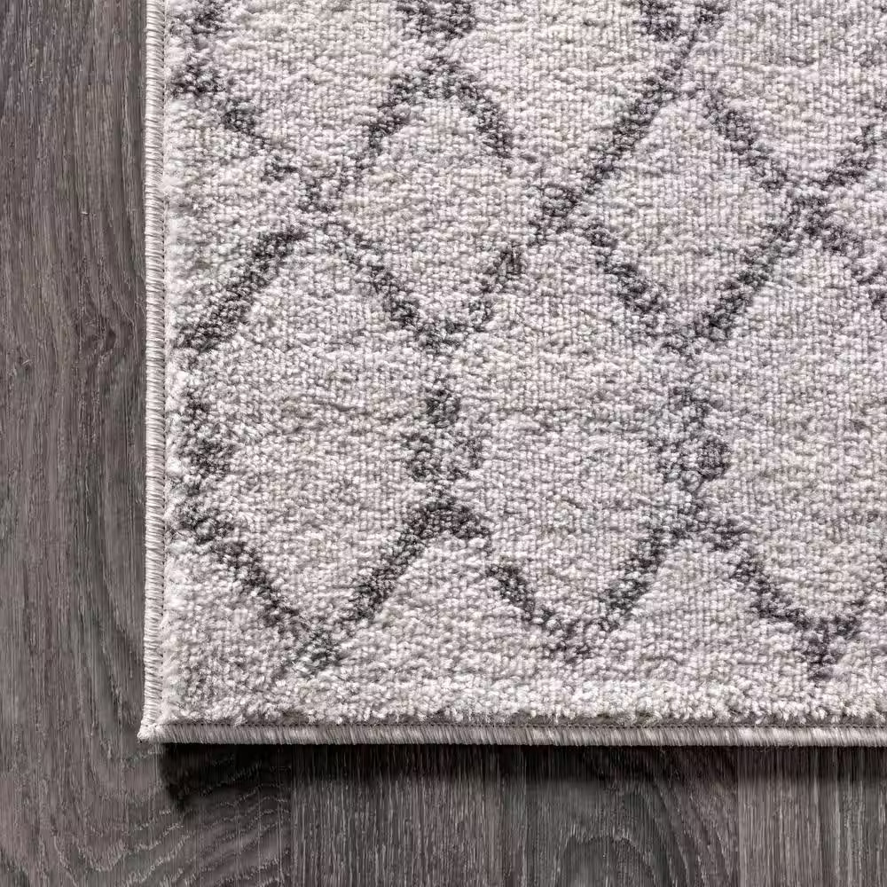 Moroccan Hype Boho Vintage Diamond Cream/Gray 8 Ft. X 10 Ft. Distressed Area Rug