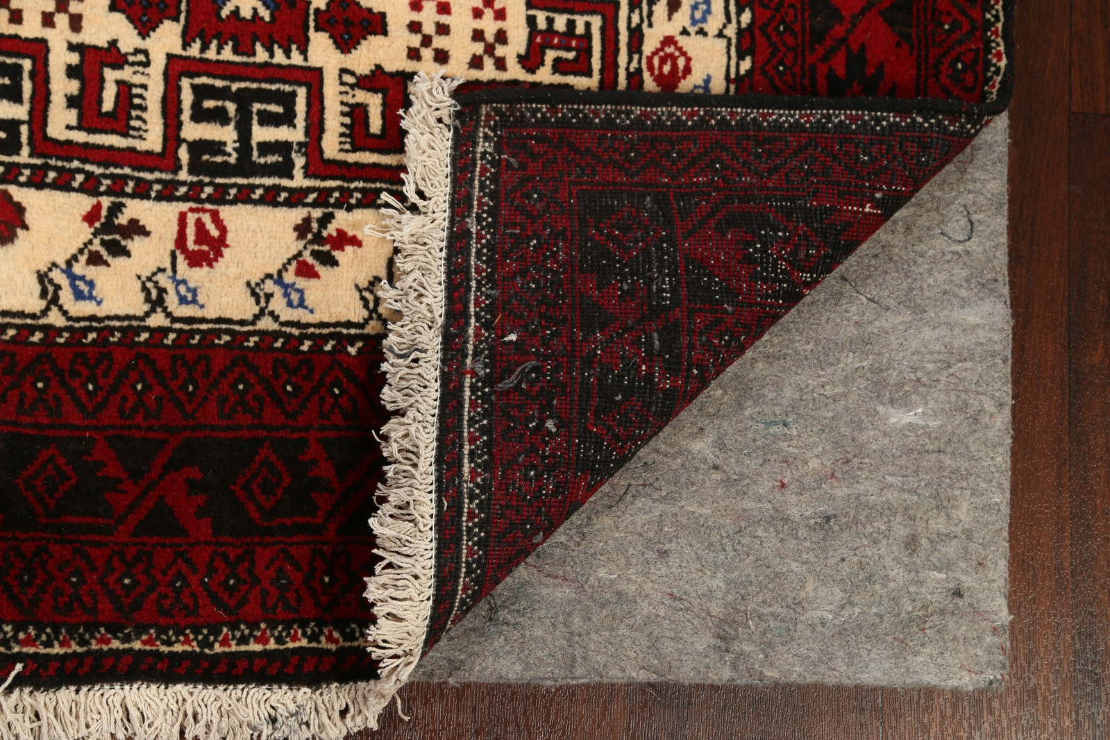 Hand-Knotted Tribal Balouch Design Area Rug 3×6 Ft Geometric Wool Carpet Beige