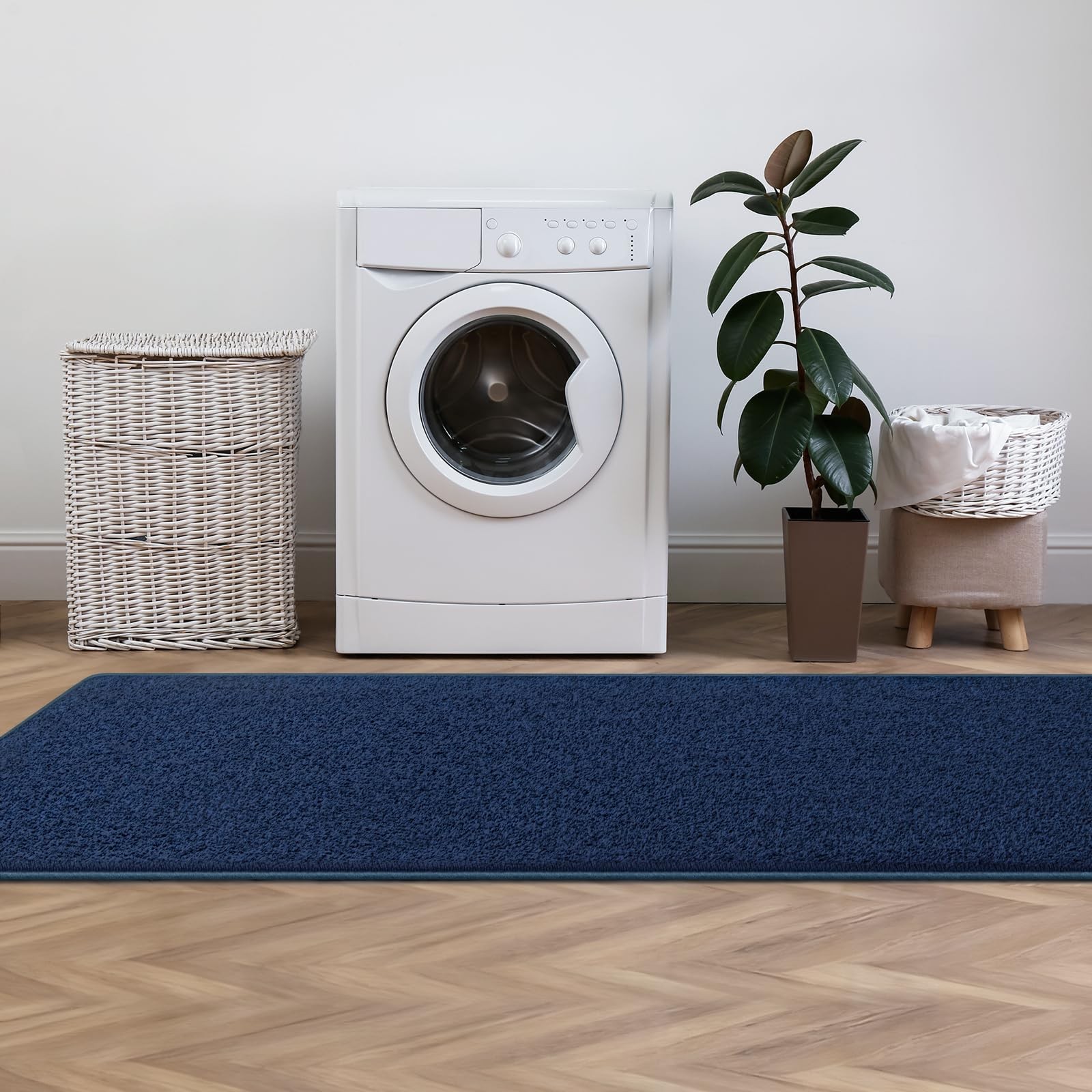 Runner Rug for Hallway, 2×8 Feet Non-Slip Washable Navy Blue Long Area Rug Ru…