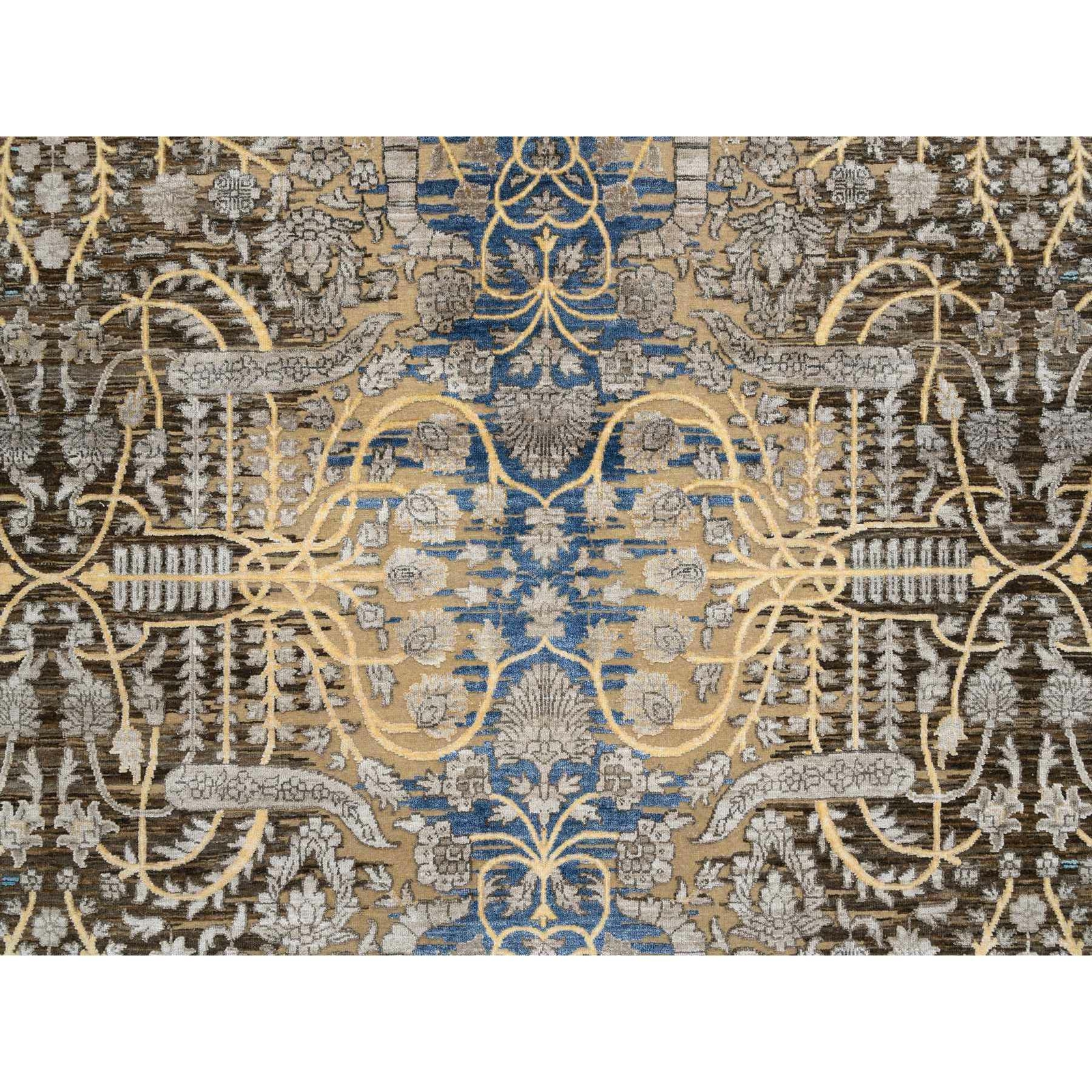 12’2″ x 12’2″ Honey Brown Silk With Wool Hand Knotted Saroogh Square Rug R64440