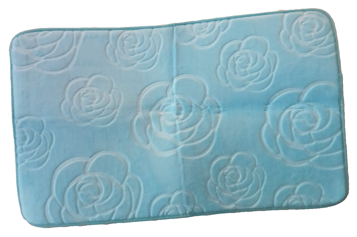 NEW RUG MAT EMBOSSED FLORAL DESIGN WALL DECOR 31 3/4 X 19 1/2 Lt BLUE TURQUOISE