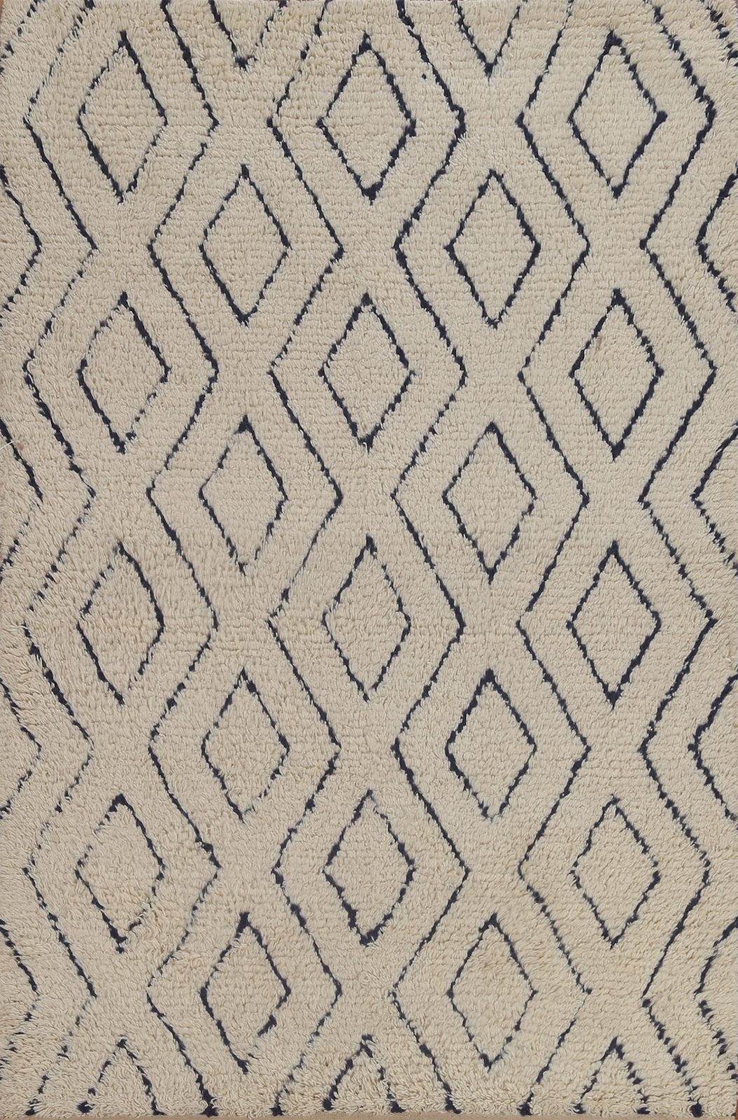 Stylish Abstract Luxury Hand-Knotted Wool Moroccan Ivory for Bedroom 5×7 ft