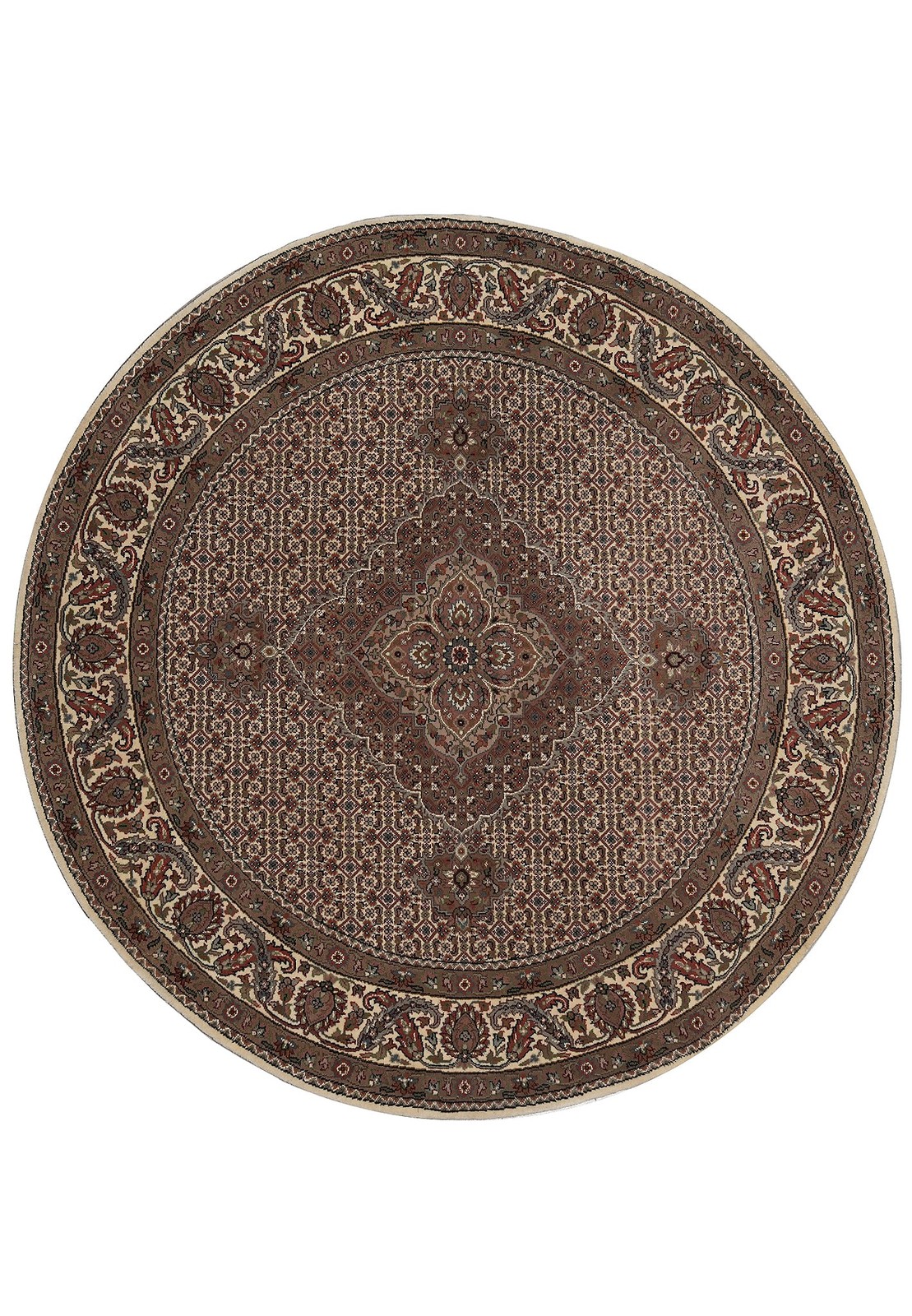 5 x 5.3 Feet Round Rug Good Wool and Silk #F-4639