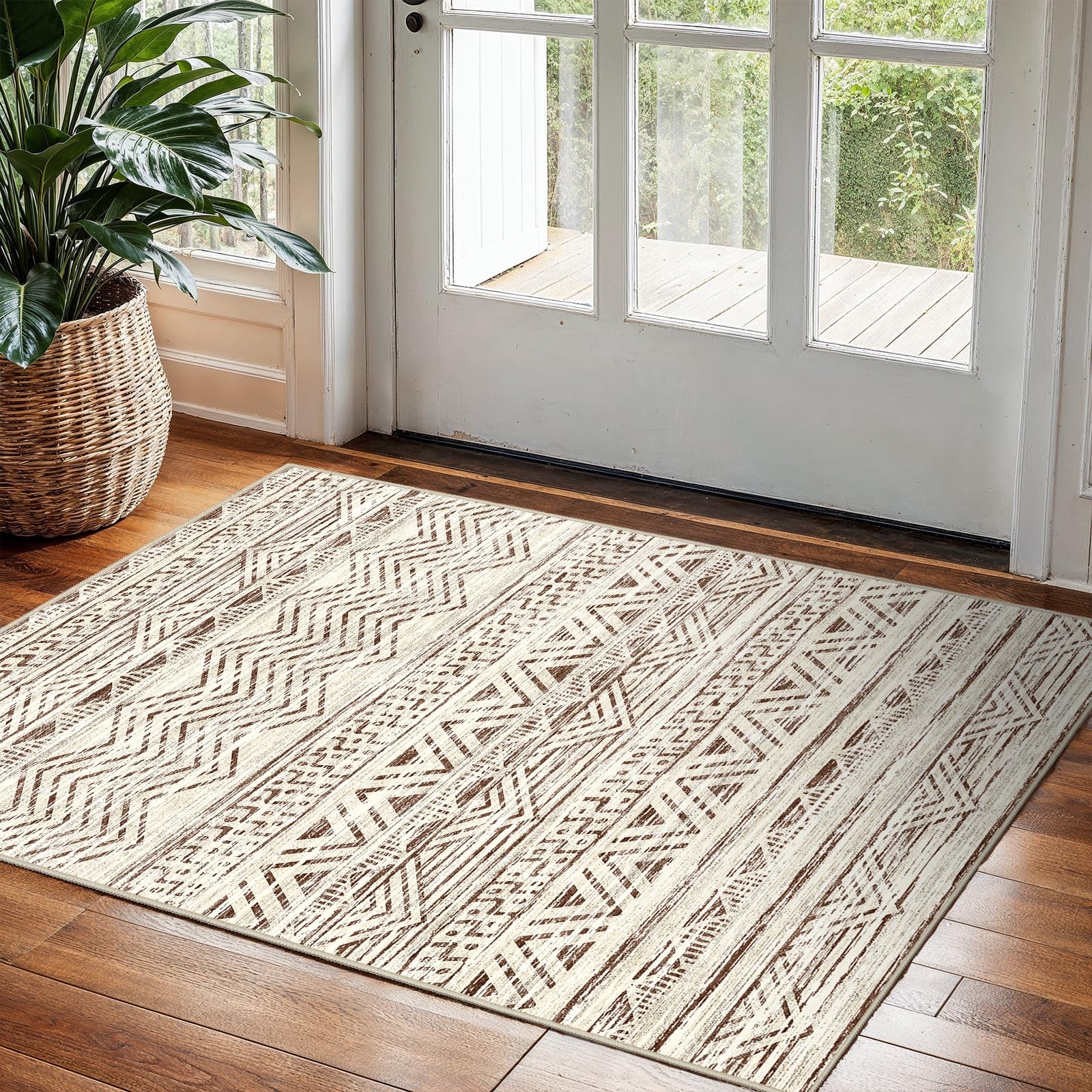2×3 Washable Entryway Area Rug: Moroccan Small Runner Rug for Hallway Soft Moder