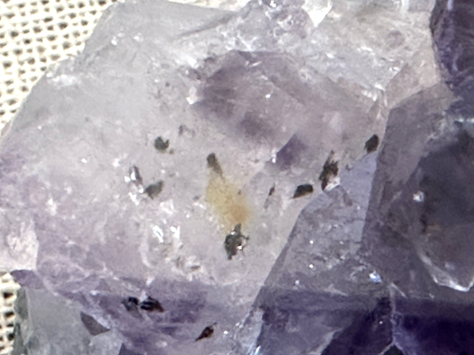 Amethyst Stone Framed In Shadow Box Beveled Mat Linen Backing 12”x12”x2.5” 4lbs