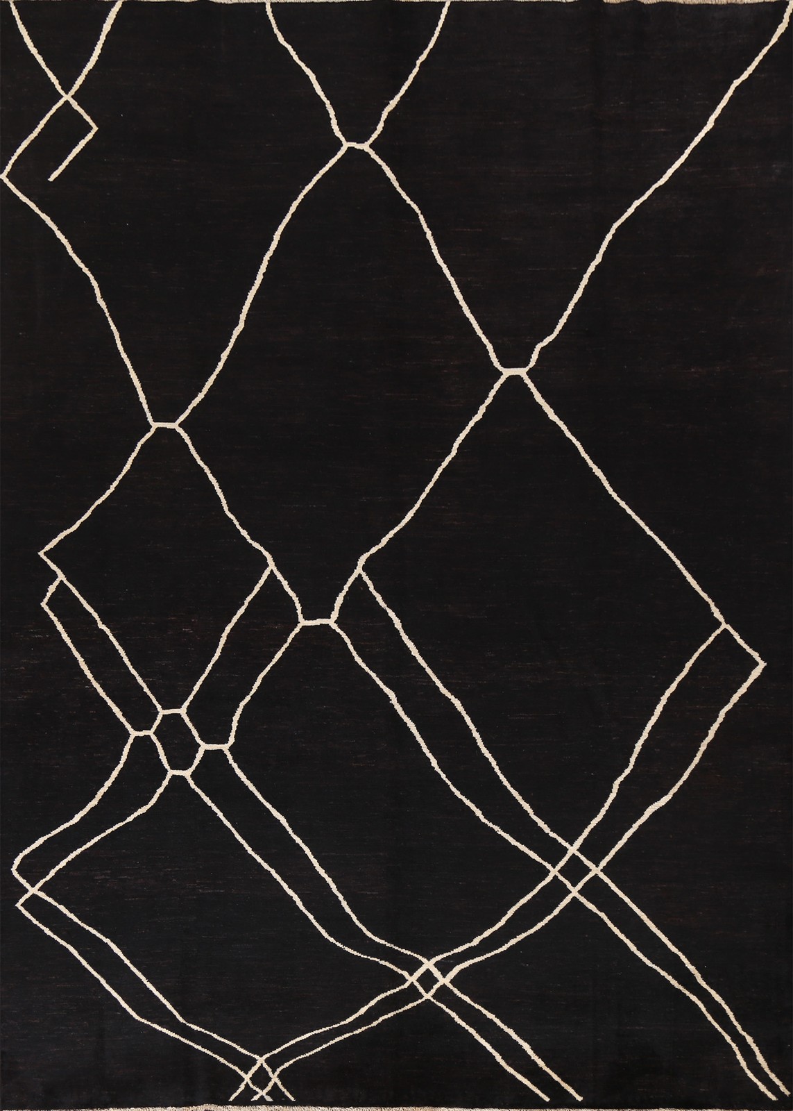 Handmade Moroccan Black Area Rug 8×10 Vegetable Dye Contemporary Abstract Carpet
