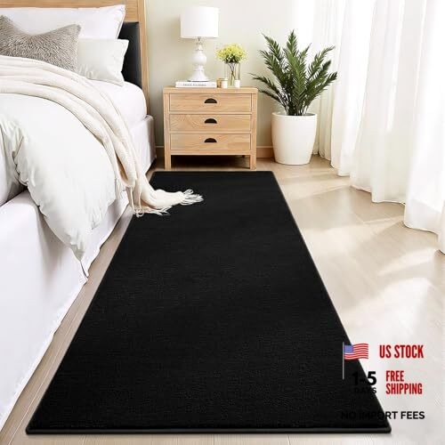 Black Hallway Runner Rug,2×6 Feet Non Slip Runners,Indoor Thickened Memory