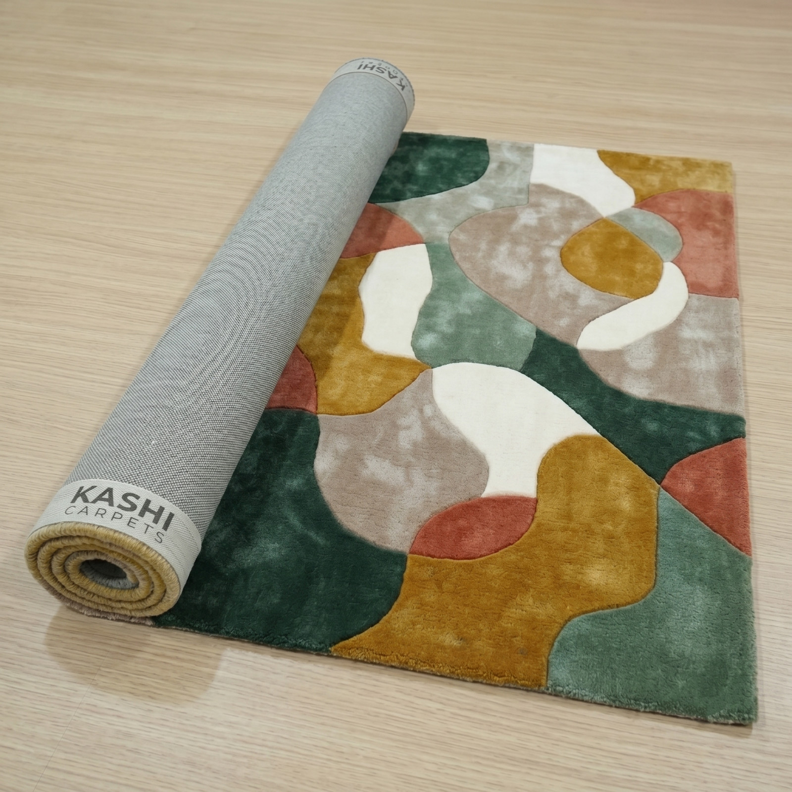 Hand Tufted Abstract Area Rug Modern Geometric Wool Rug Handmade Organic Shape