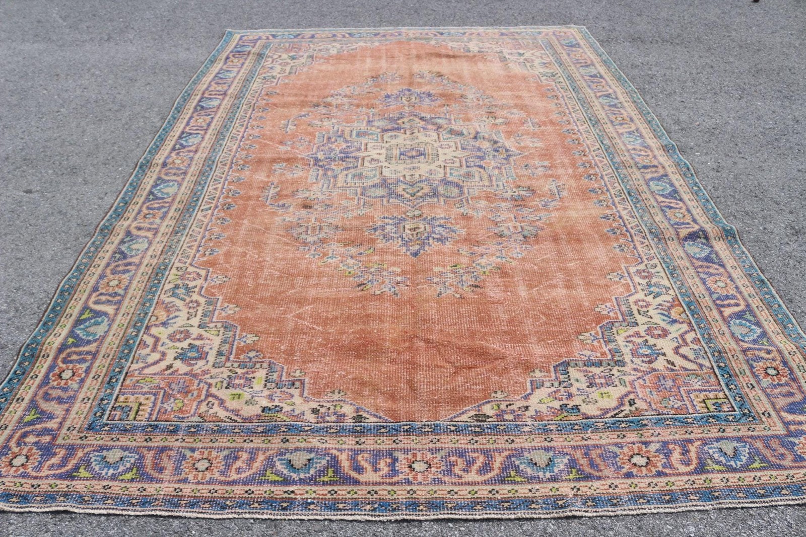 7,6×10,8 ft Rug, Vintage Turkish Oversize Rug, Red Wool Rug
