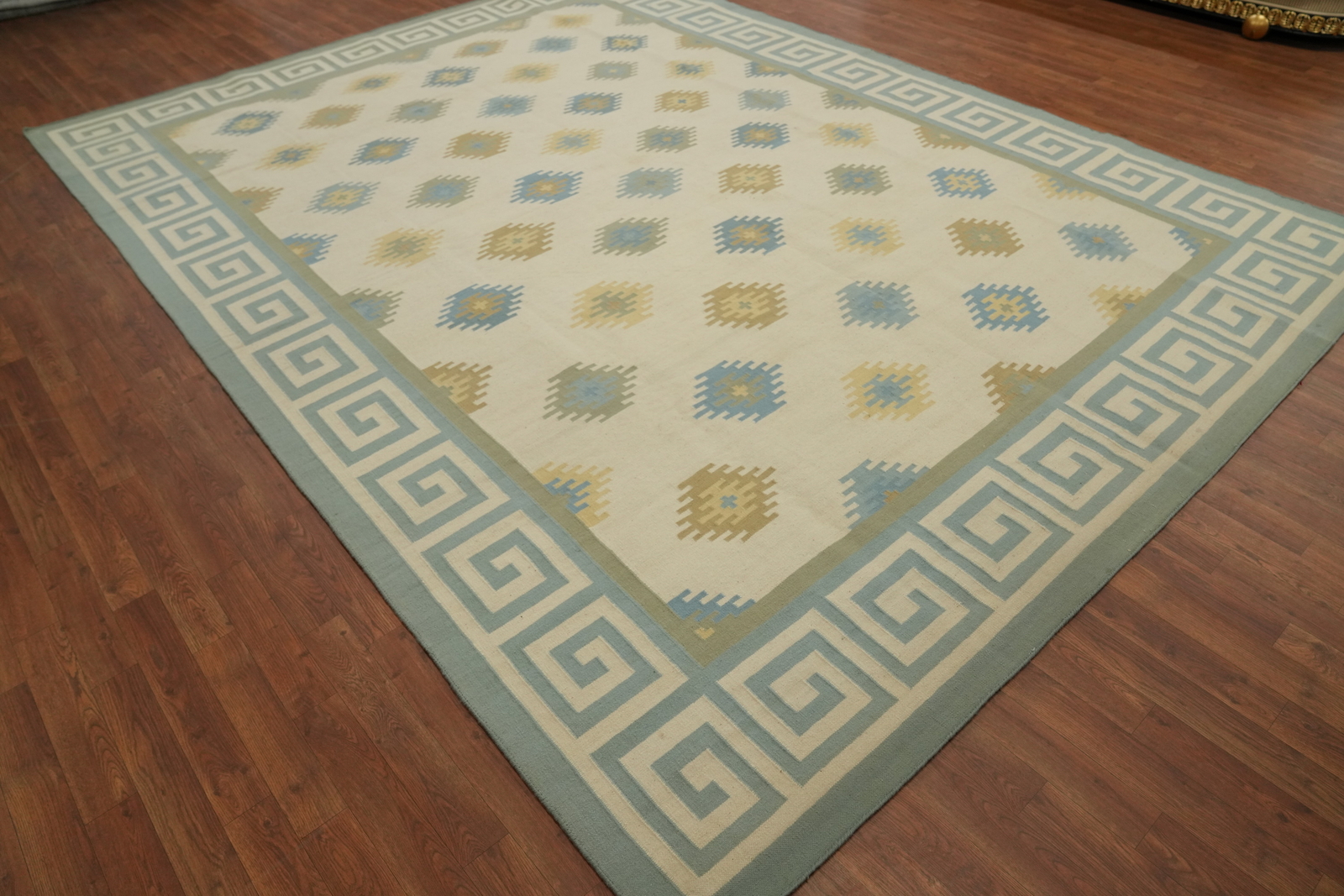 Ivory Kilim Durrie Rugs Flatweave Pile Kelim Carpets 9×12 ft