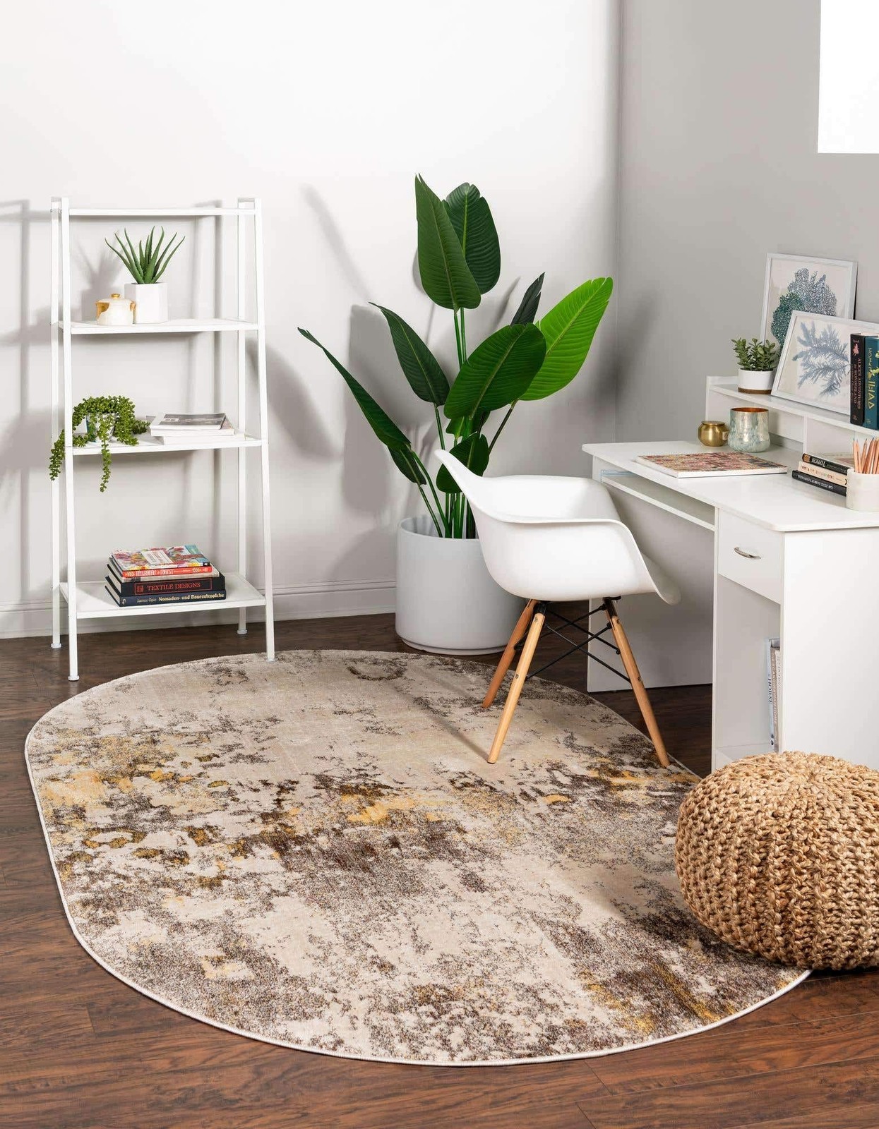 Unique Loom Helios Collection Area Rug – 3 3 X 5 3 Oval Ivory Beige/ Gold