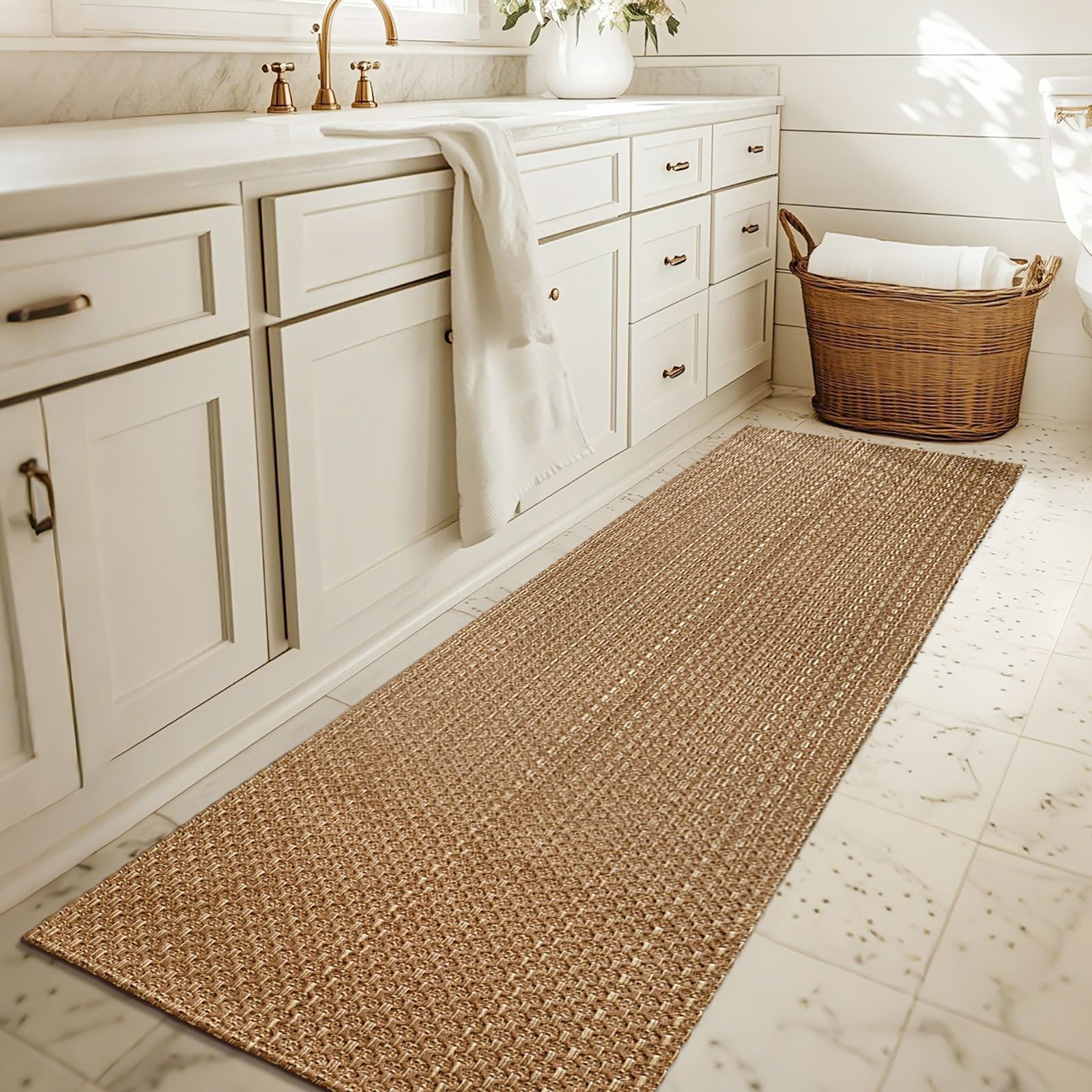 Bathroom Runner Rug,2×6 ft Hallway Runner,Braided Style Kitchen Runner Rugs,F…