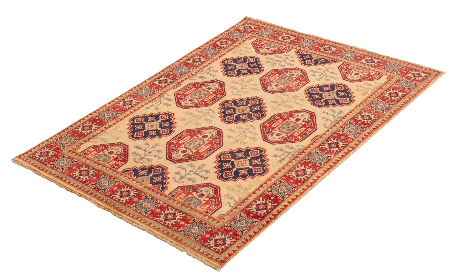 Traditional Hand-Knotted Geometric Area Rug 4’9″ x 6’7″ Oriental Wool Carpet