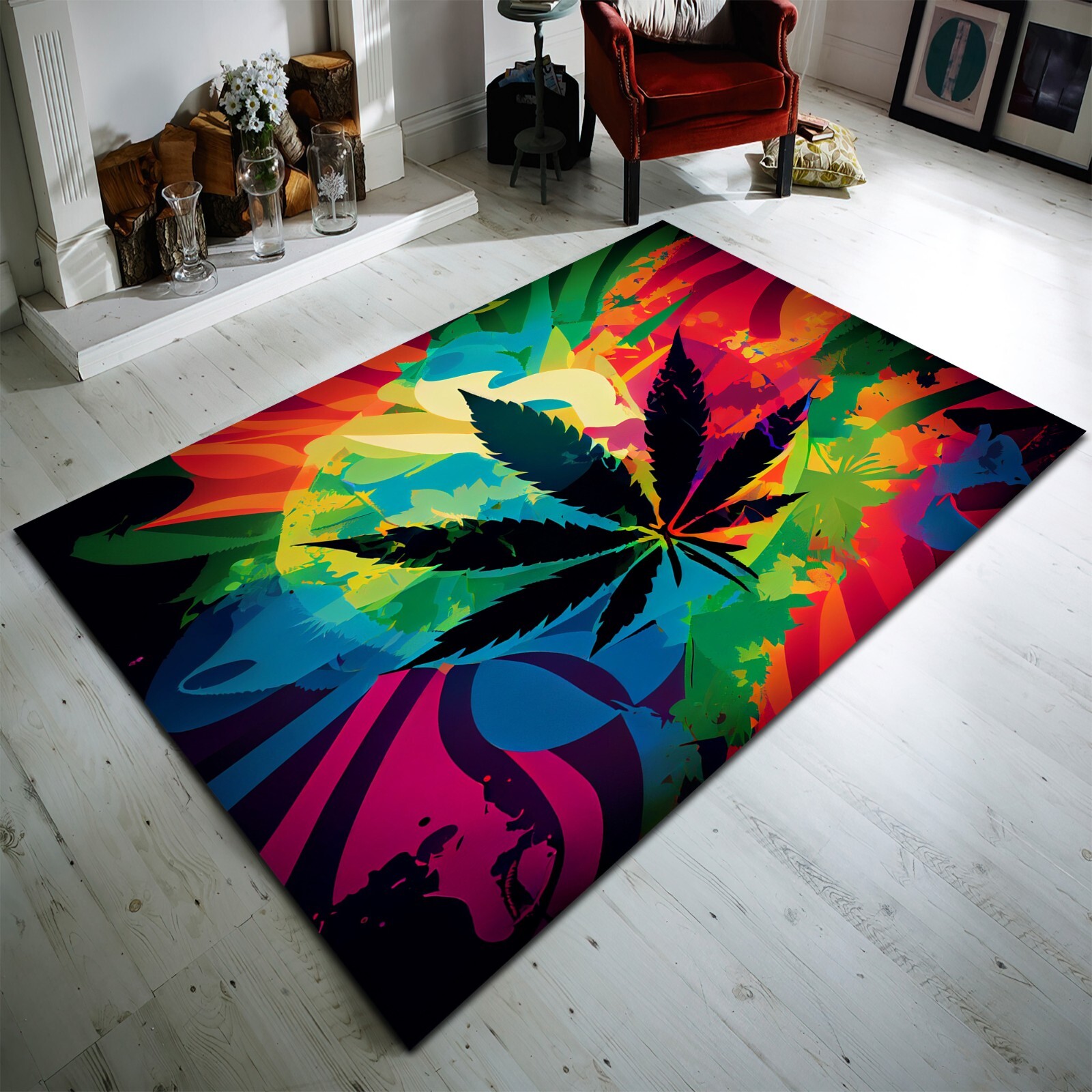 Weed Rug, Marihuana Rug, Smoke Rug, Cannabis Rug, Cannabis Leaf Rug, Weed