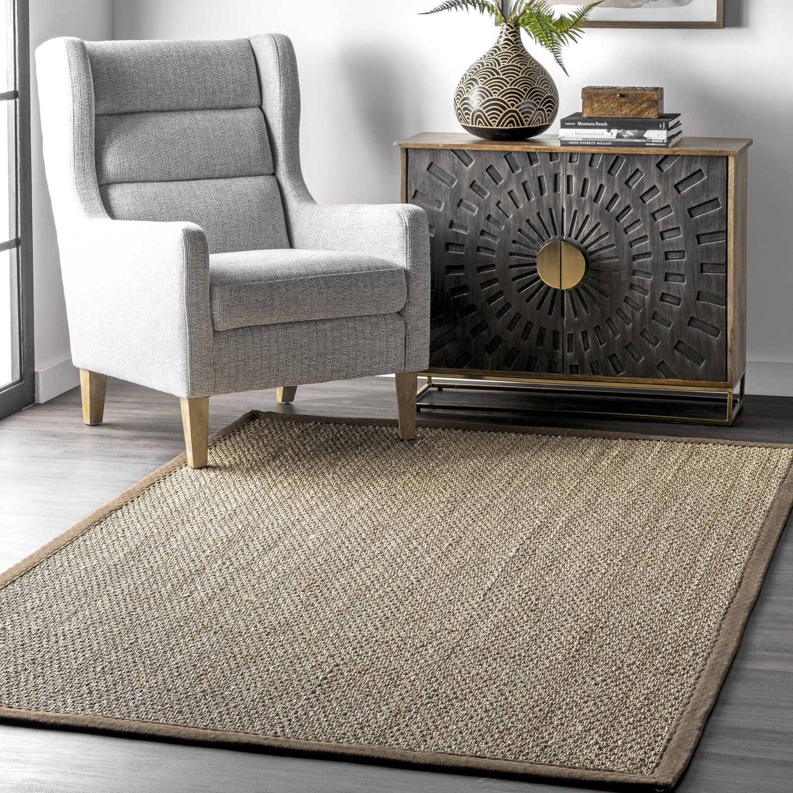 Nuloom Elijah Brown/Natural 4 X 6 Basketweave Seagrass Soft And Textured High