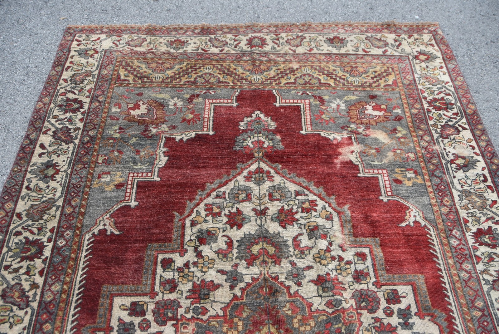 5,9×10 ft Rug, Vintage Rug, Turkish Red Wool Floral Rug