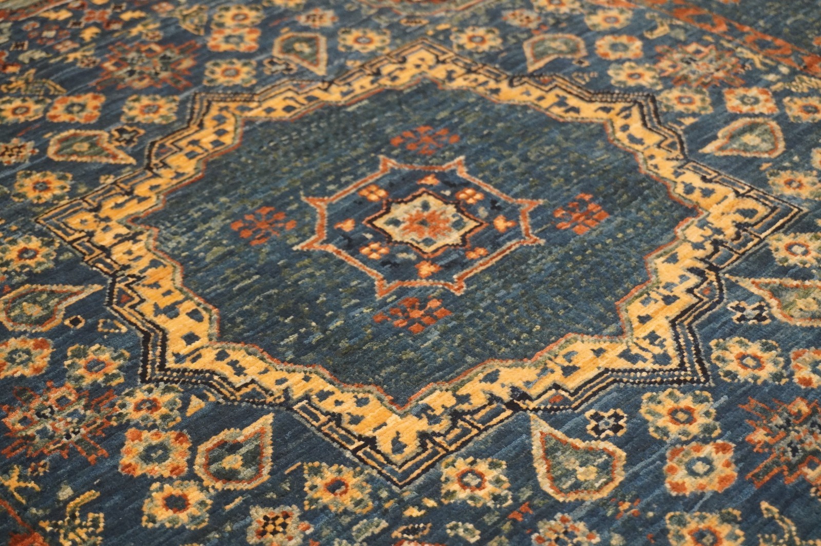 3×5 ft Blue Mamluk Afghan Hand Knotted Wool Medallion Area Rug