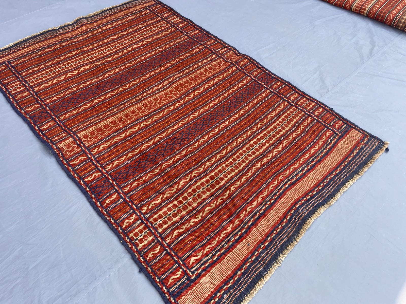 3’3 x 5 Ft One Of A Kind Tribal Flatweave Kilim Rug – Rustic Striped Geometric