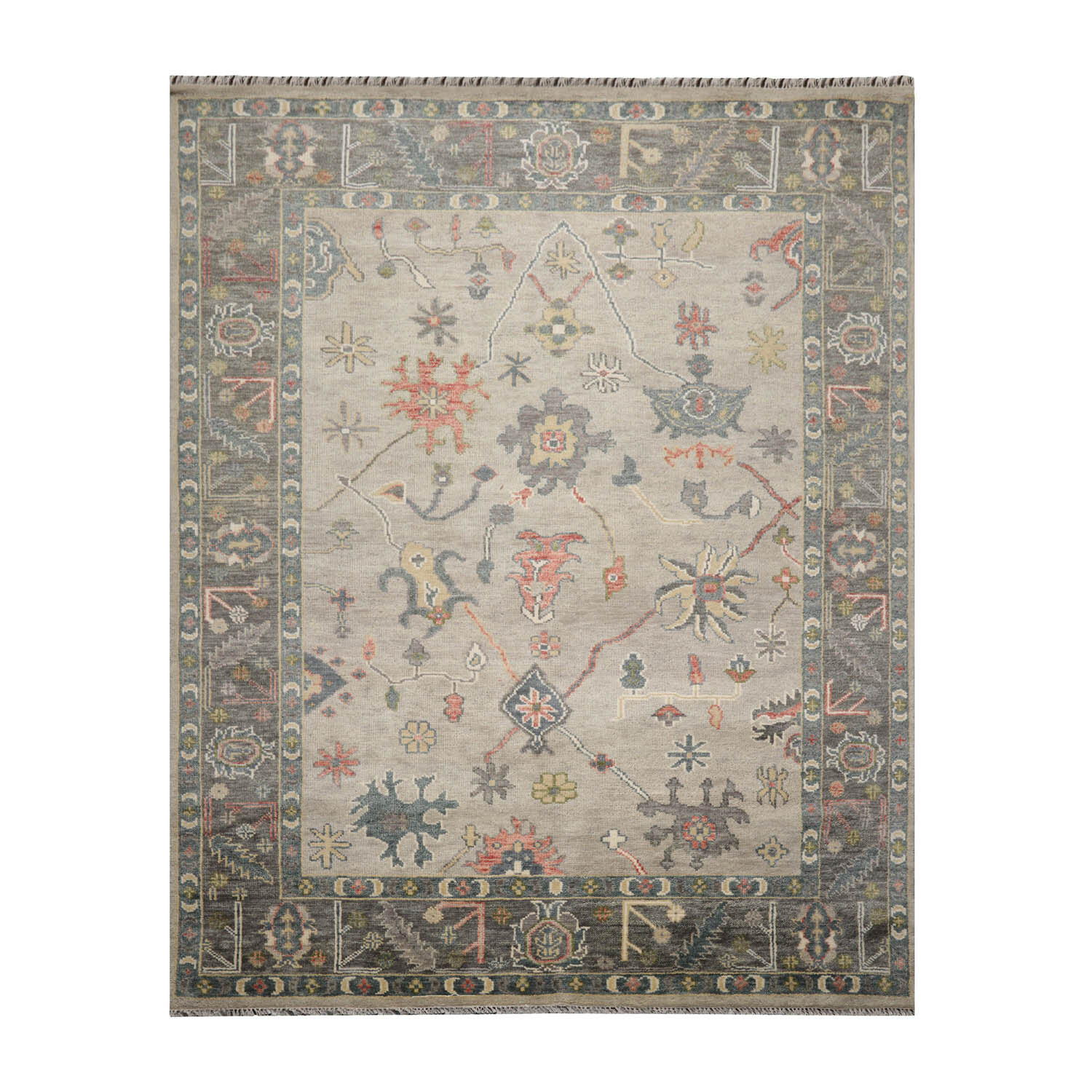 LoomBloom Multi Size Muted Turkish Oushak Hand Knotted 100% Wool Area Rug Gray