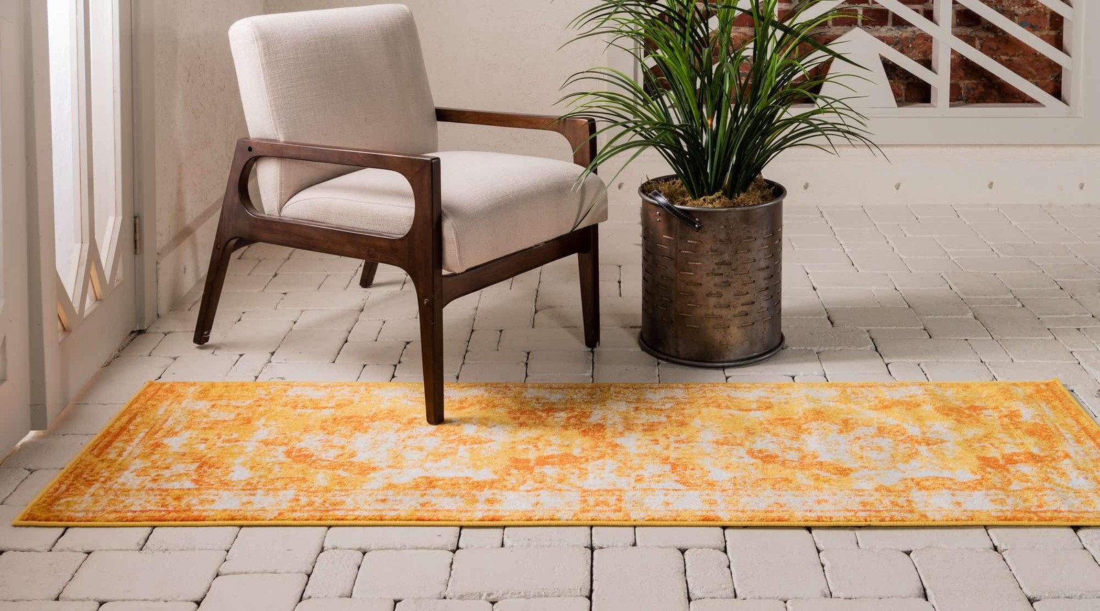 Unique Loom Sofia Collection Area Rug – 3 3 X 16 5 Runner Orange/ Yellow