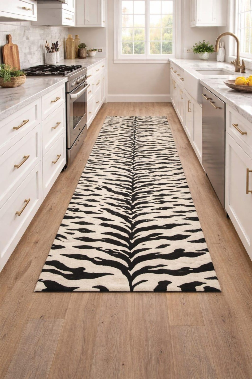 Modern Soft Abstract Hand Tufted Wool Zebra Rug, Black and Beige Animal Print