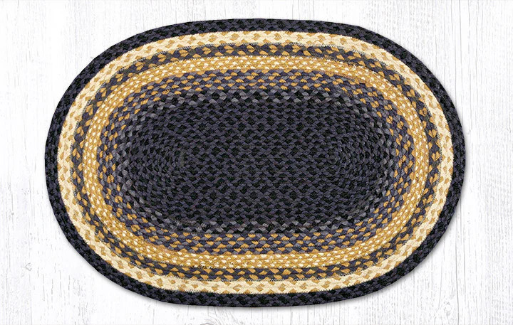 Earth Rugs C-79 Lt. Blue Dk. Blue Mustard Oval Braided Rug 20″ x 30″