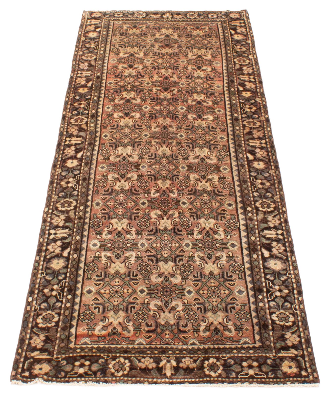 Vintage Hand-knotted Runner Rug 3’6″ x 9’6″ Traditional Oriental Wool Carpet