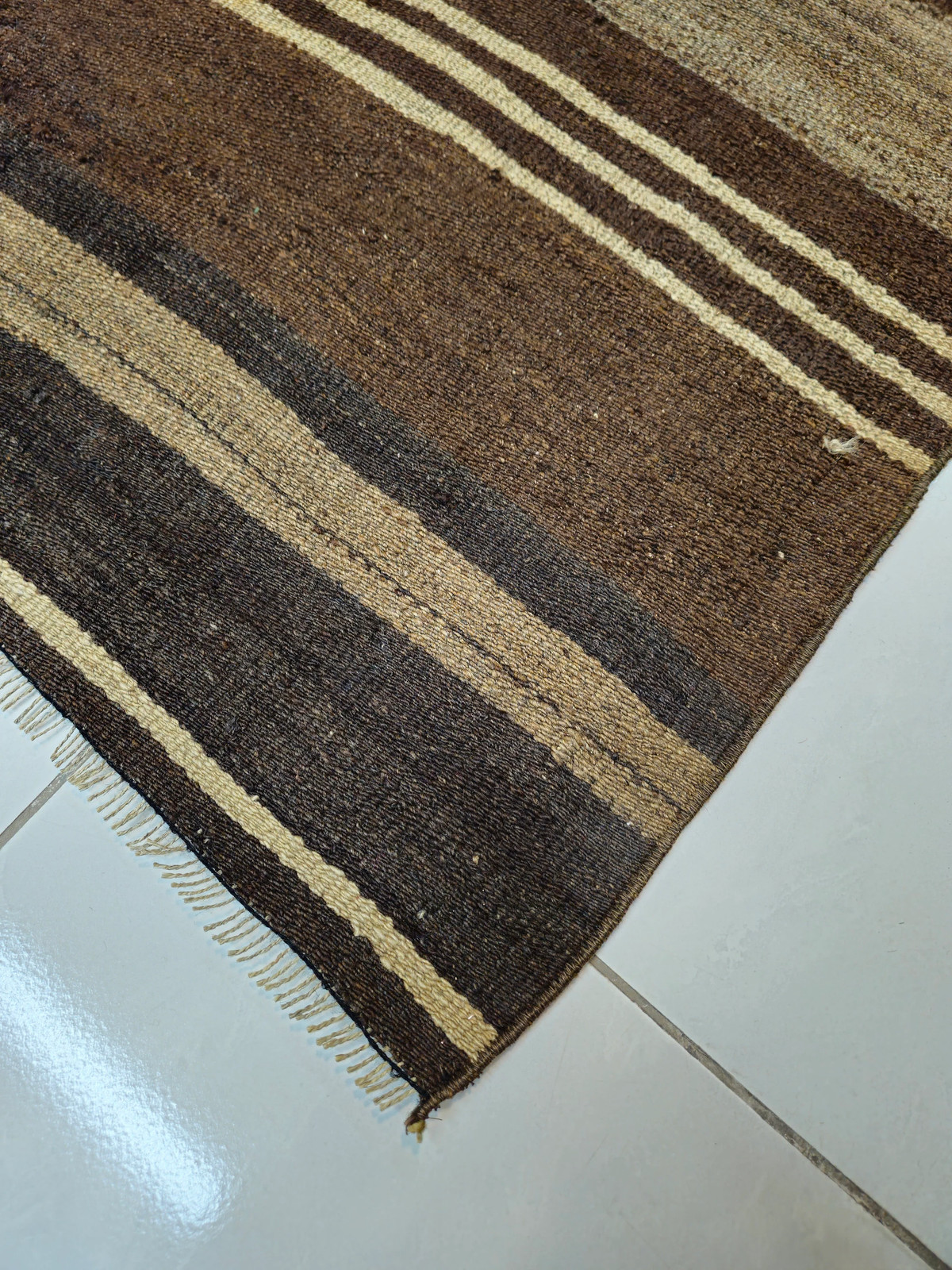 Brown Turkish Kilim Rug 2.2 x 3.7 ft, Vintage Wool Rug
