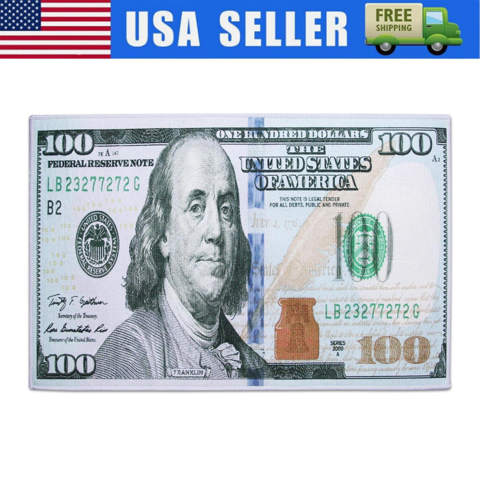 Hundred Dollar Bill Money – Area Rug Carpet Floor Mat Decor Size: 23.8″ X 15.9″