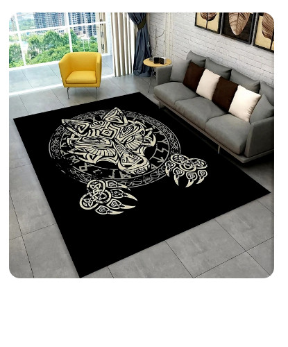 Viking Runic Wolf Rug 200CM x 160CM Viking Carpet