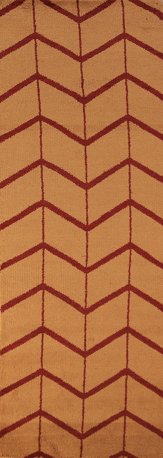 Statement Luxury Hand-Knotted Moroccan Indian Runner Rug Modern Decor 3×10 ft