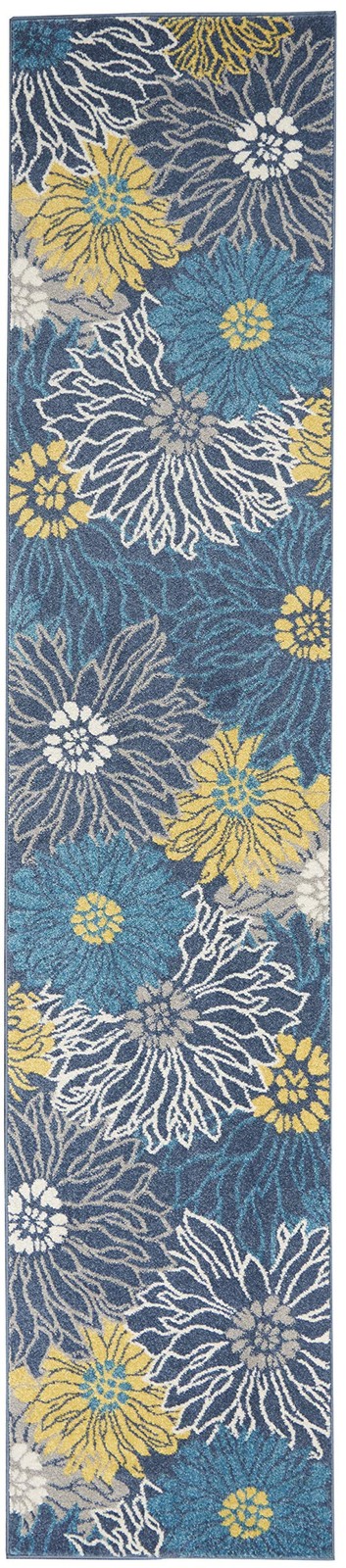 Home Passion Blue 2’2″ x 10′ Area Rug – Easy Clean, Non Shedding, Bed Room, L…