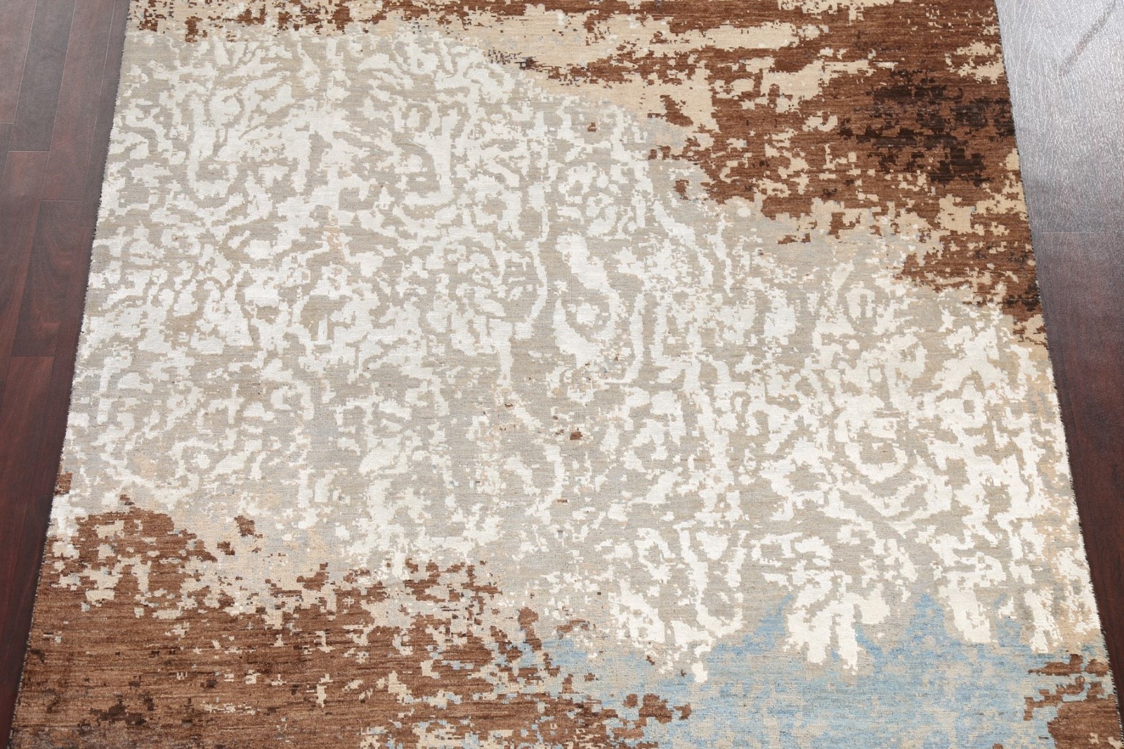 Vegetable Dye Wool & Silk Abstract Area Rug 6×10 Ft Hand-Knotted Modern Carpet