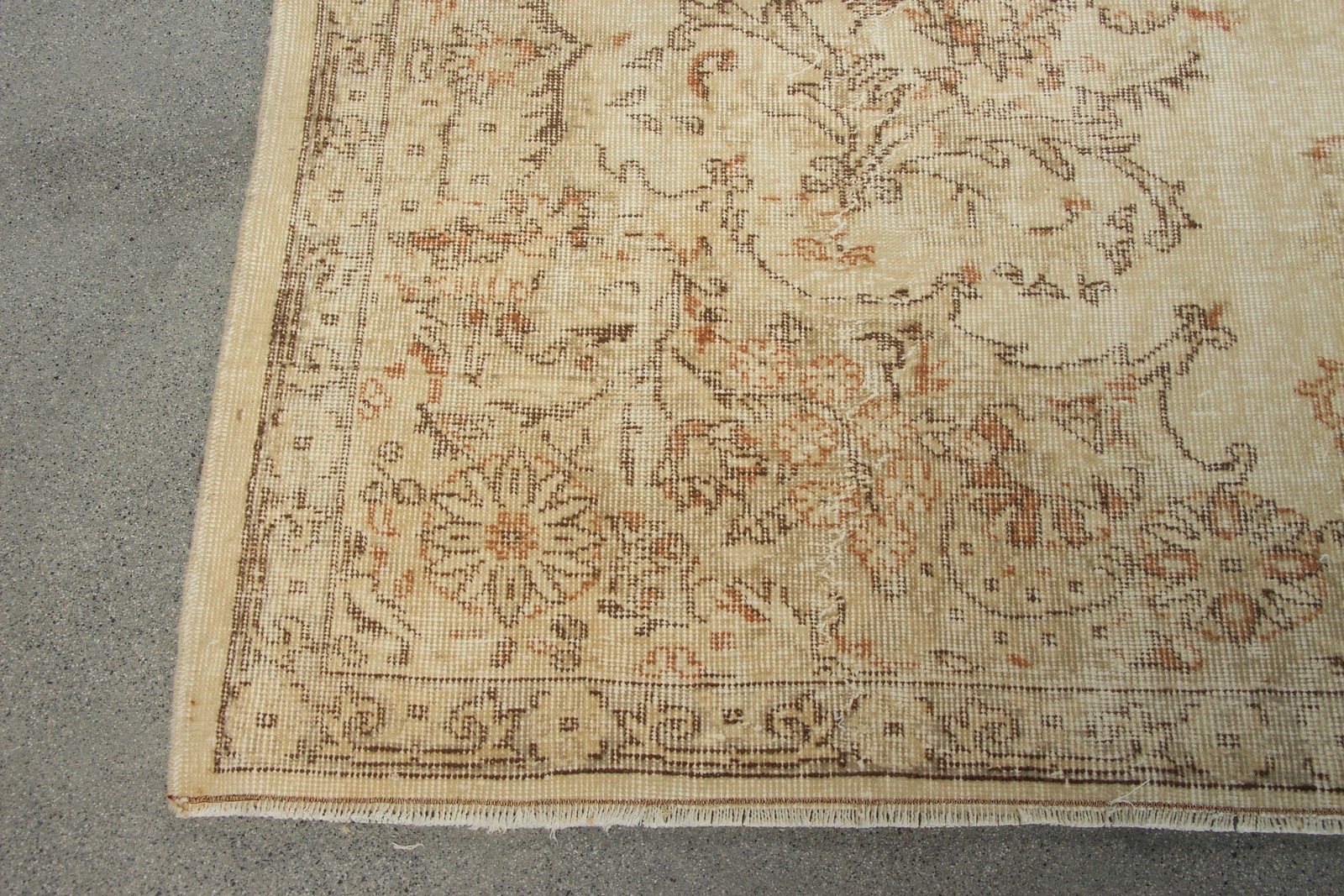 6,9×10,2 ft Rug, Vintage Rug, Turkish Brown Wool Southwestern Rug