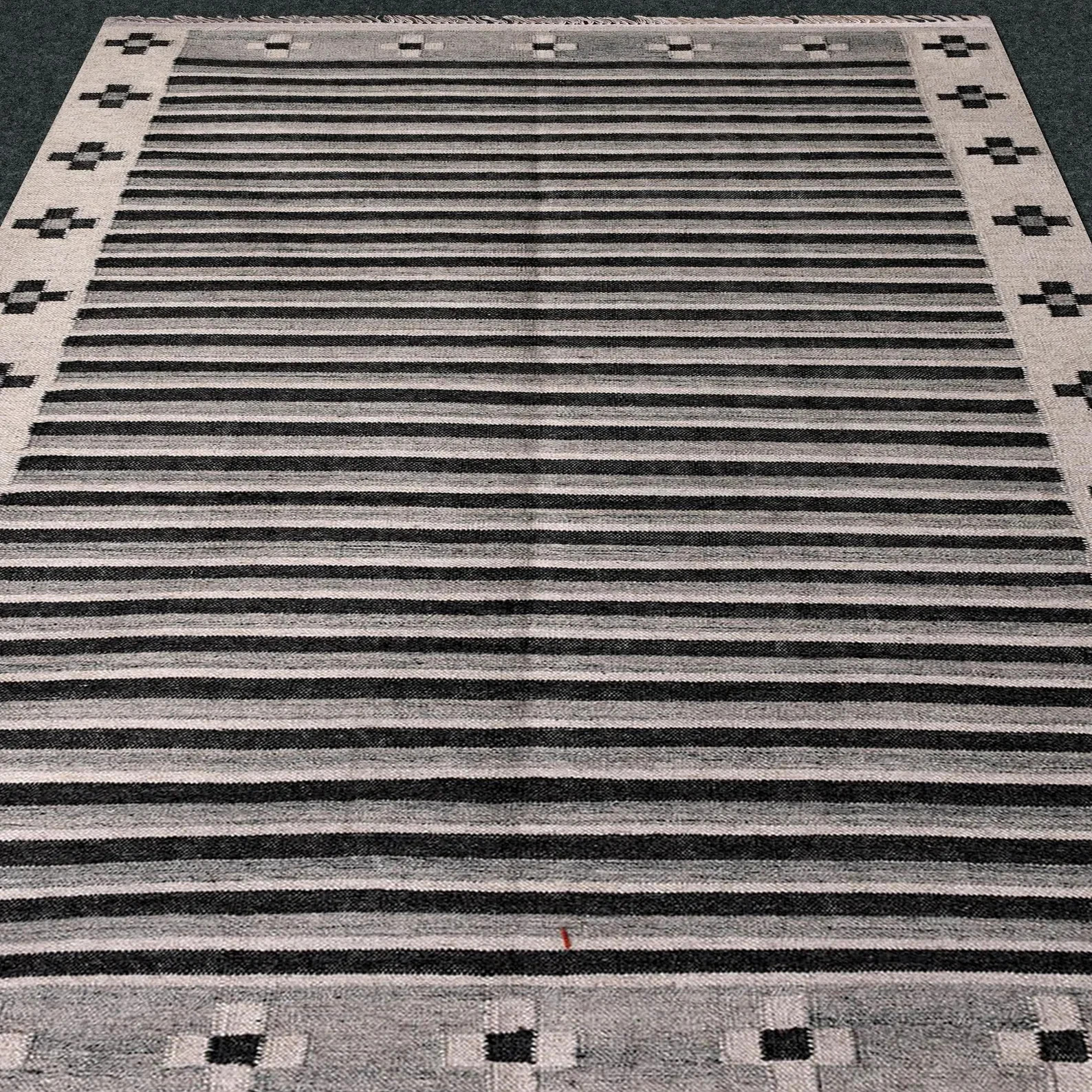 Handwoven Cotton Kilim Rug Color Brown & Black Handmade Design Carpet Rug