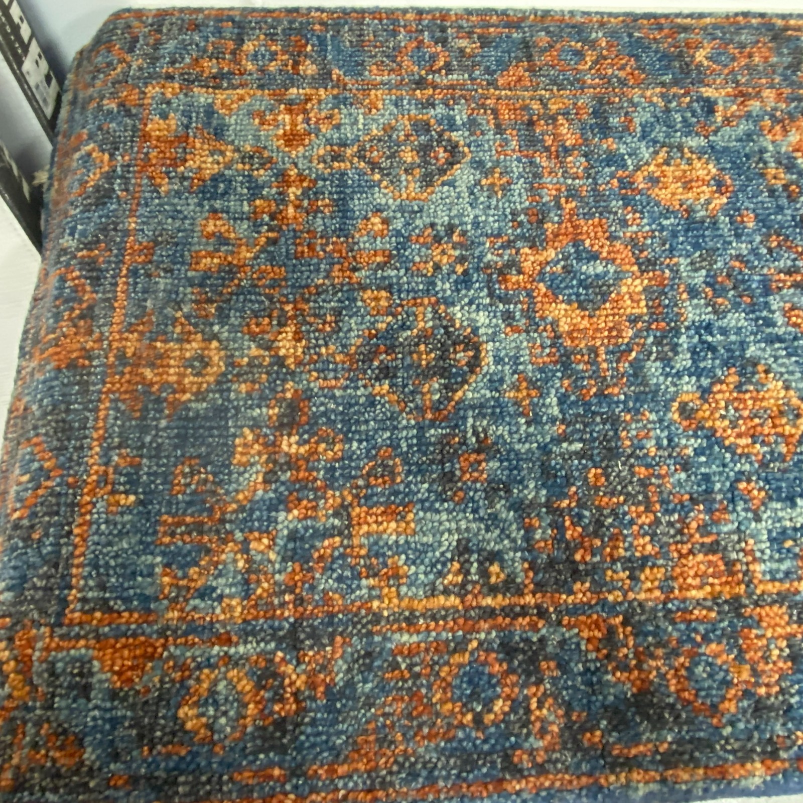 Oushak Hand Knotted Wool Rug Blue Burnt Orange Arts & Crafts Turkish Multi Size