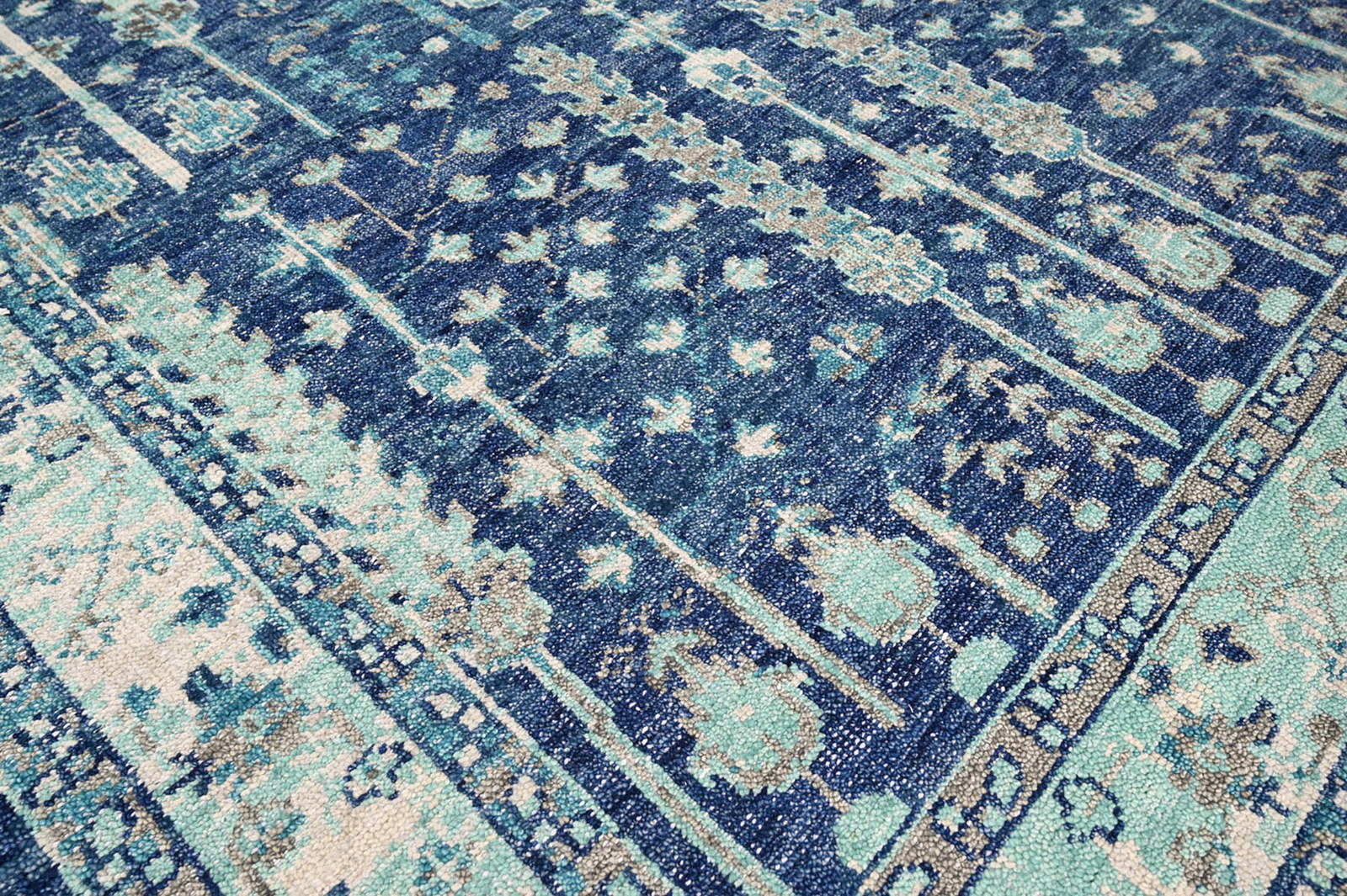 6×9 Blue Hand Knotted Traditional Oushak Arts & Crafts Wool Area Rug
