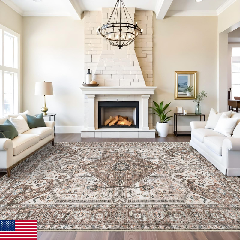 Hy Hao Yun Lai Washable 9X12 Large Area Rug Vintage Non-Slip Backing Rugs For
